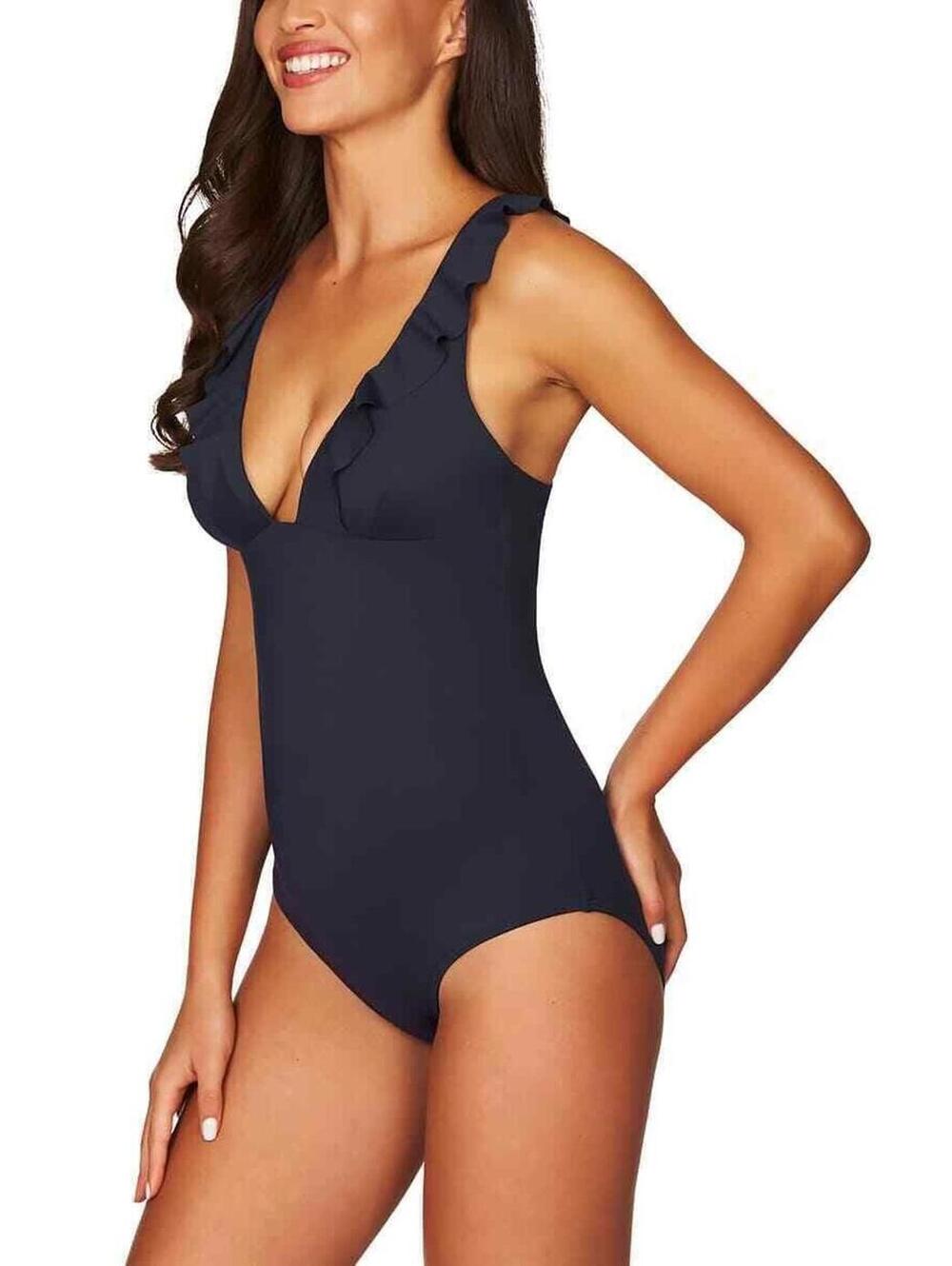 Sea Level Frill One-Piece Swimsuit Black Size 12